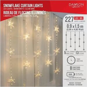 Snowflake Curtain Lights - Warm White